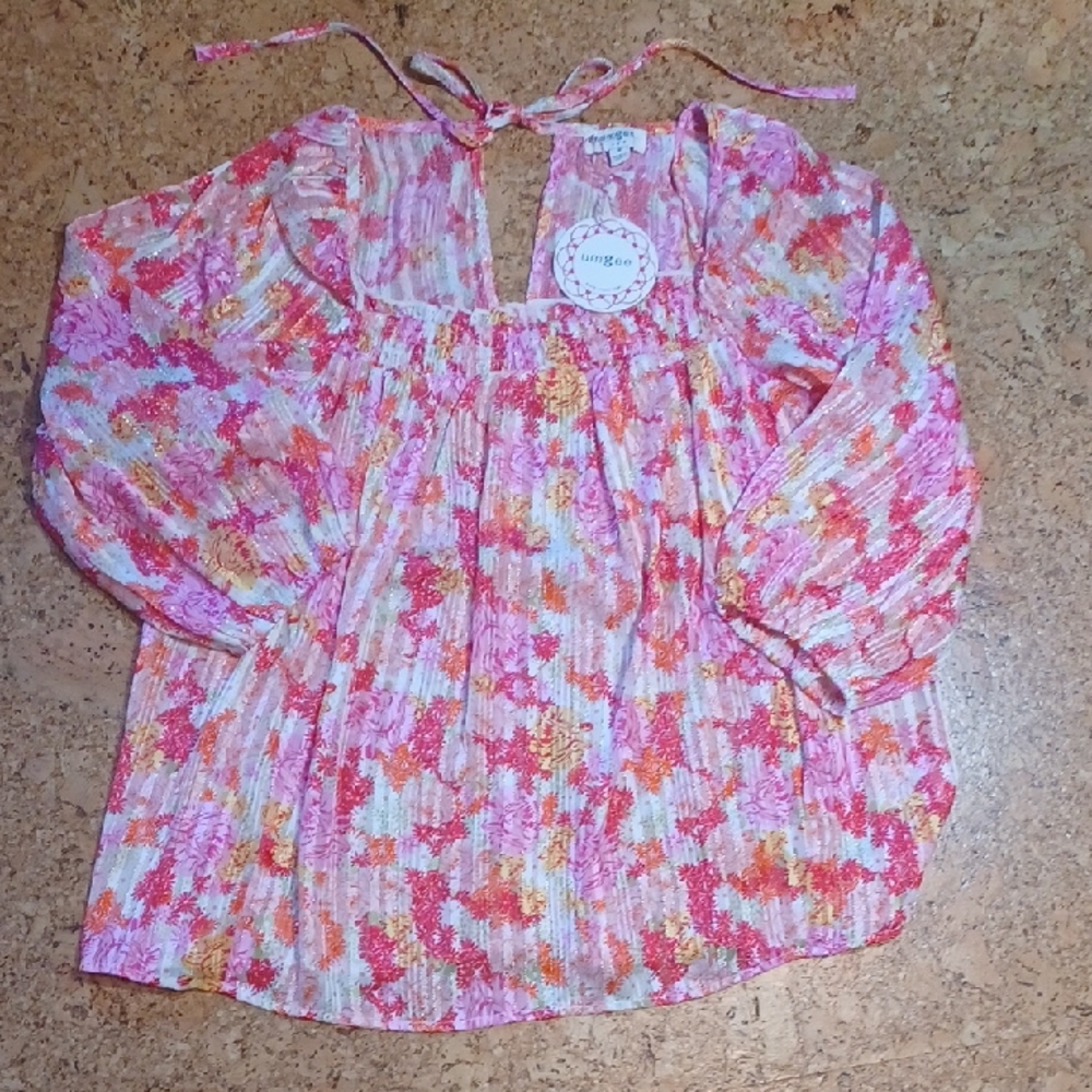 Umgee USA Women's Sheer Floral Off The Shoulder Top Size M NWT